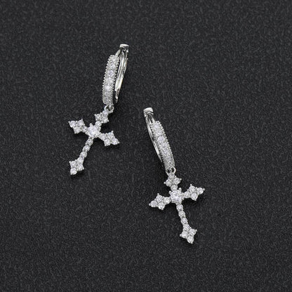 14K/White Gold Cross Earring