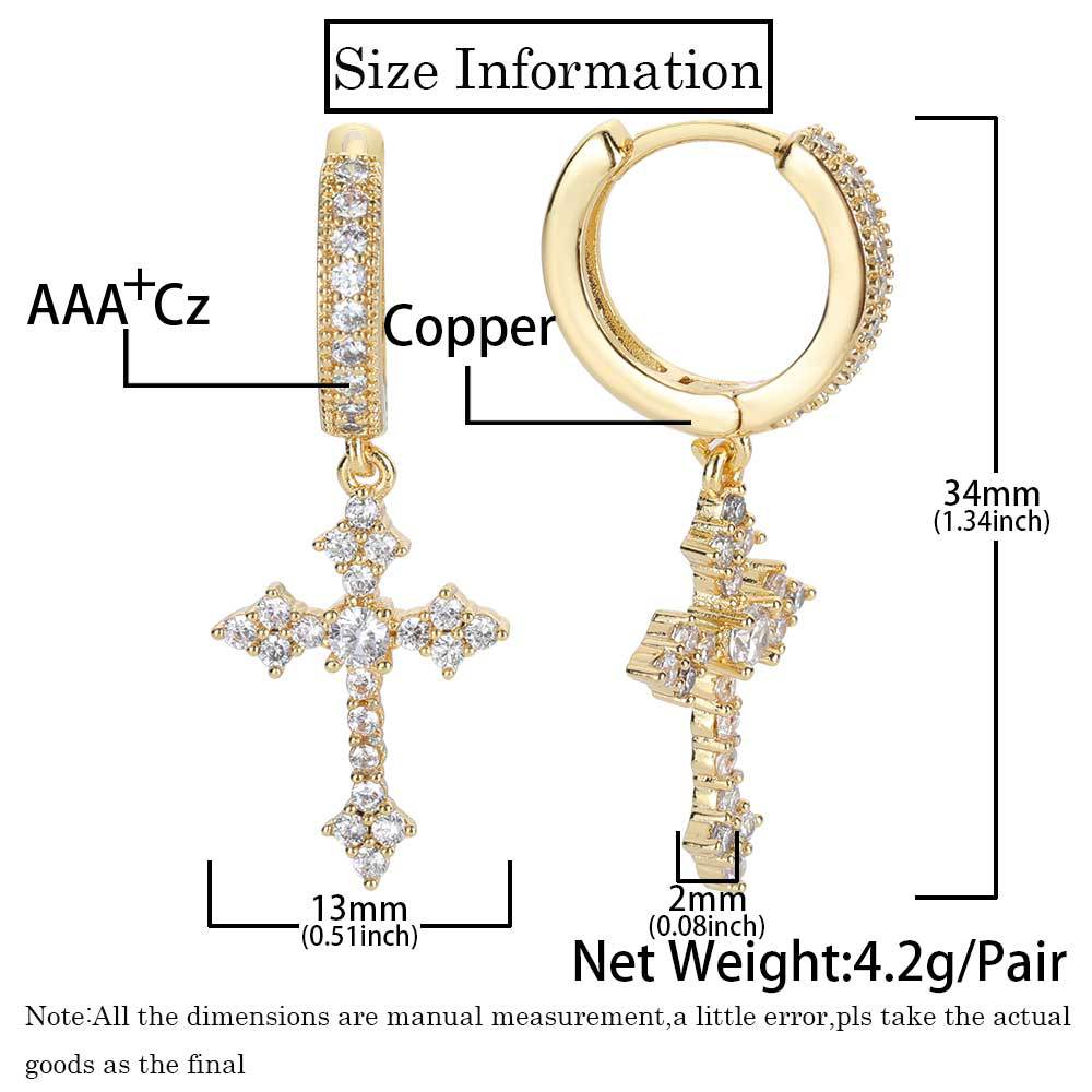 14K/White Gold Cross Earring