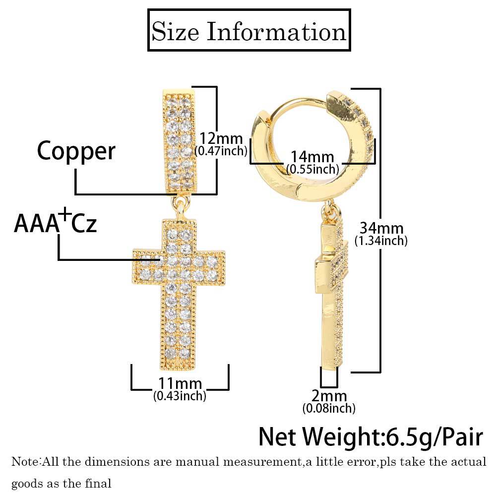 14K/White Gold Cross Earrings
