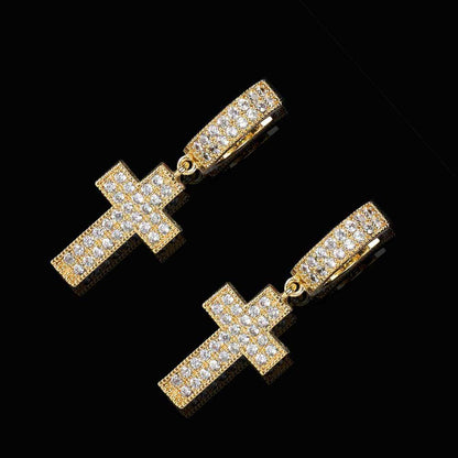 14K/White Gold Cross Earrings