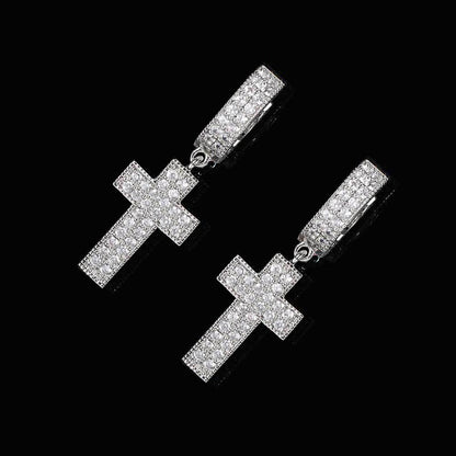 14K/White Gold Cross Earrings