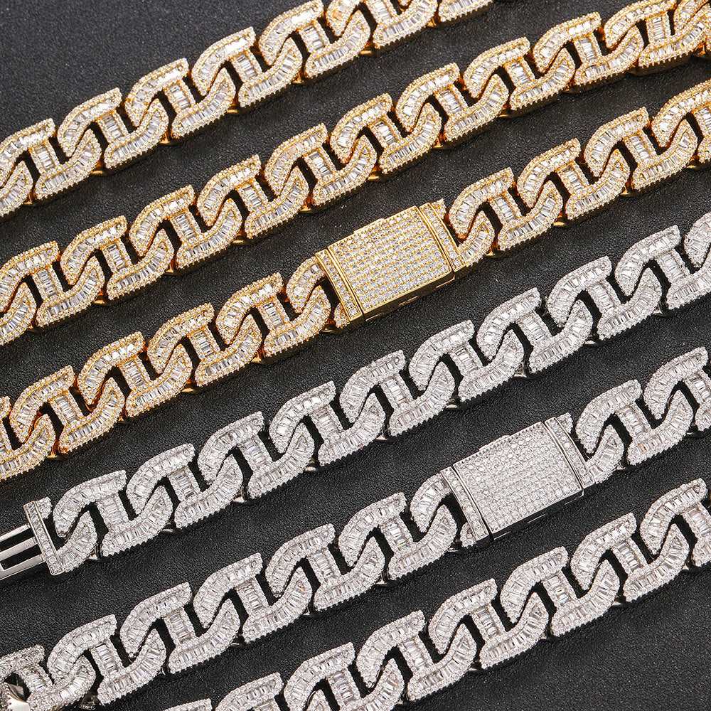 16MM 18K/White Gold Plated Iced Out Cuban Link Chain