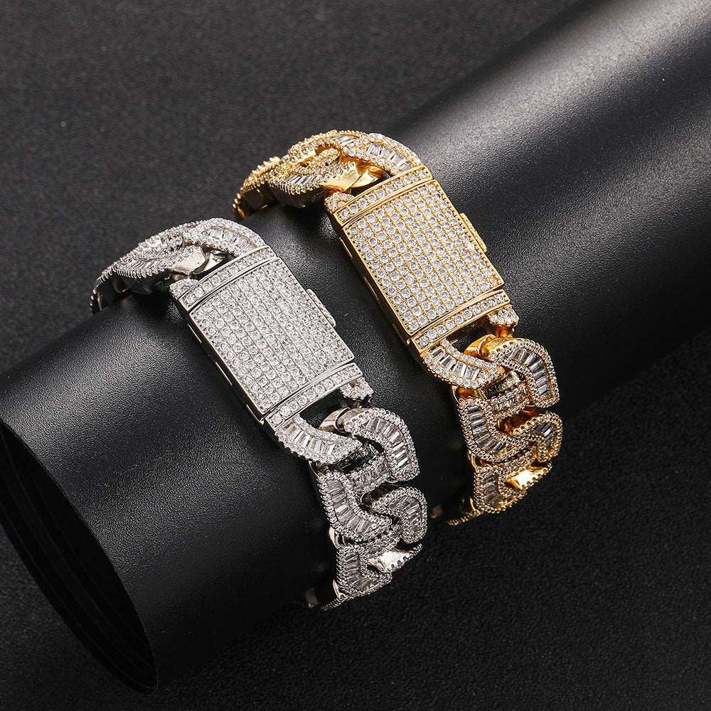 16MM 18K/White Gold Plated Iced Out Cuban Link Chain