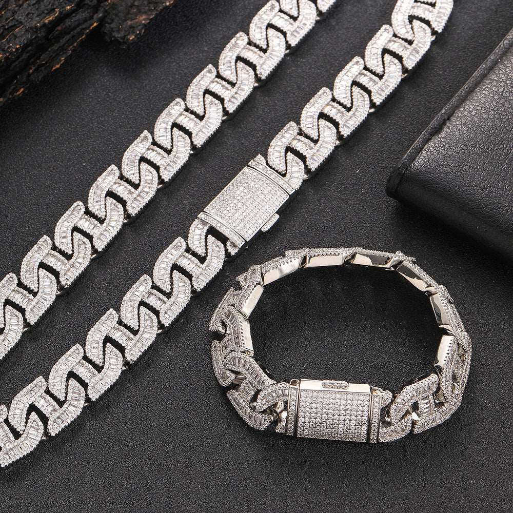16MM 18K/White Gold Plated Iced Out Cuban Link Chain