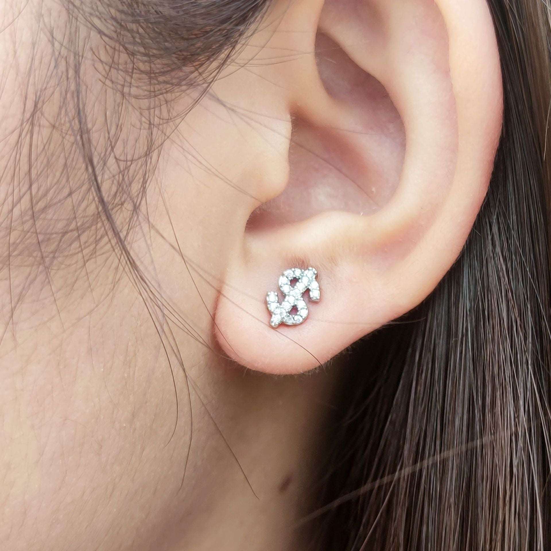 14K/White Gold dollar Symbol Earring