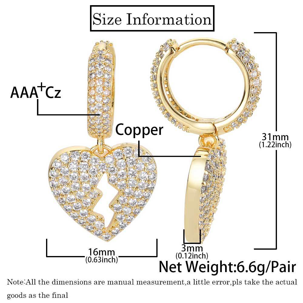 14K/White Gold Heart-Break Earrings