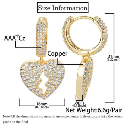14K/White Gold Heart-Break Earrings