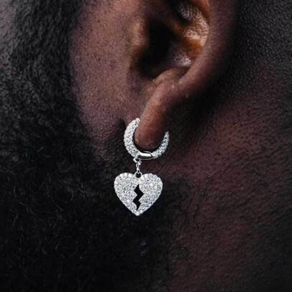 14K/White Gold Heart-Break Earrings