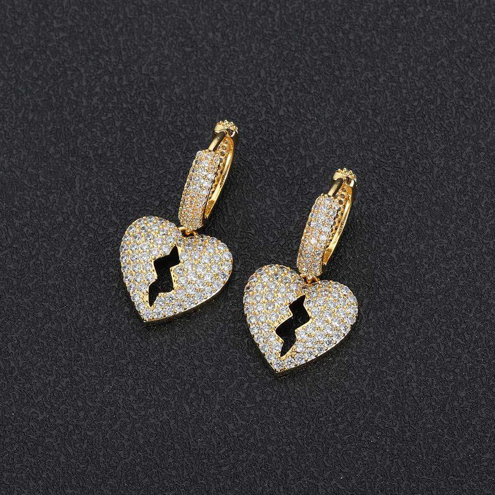 14K/White Gold Heart-Break Earrings