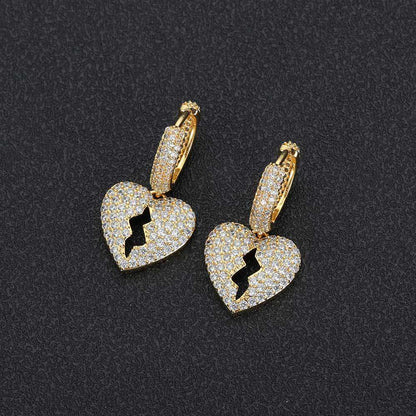 14K/White Gold Heart-Break Earrings