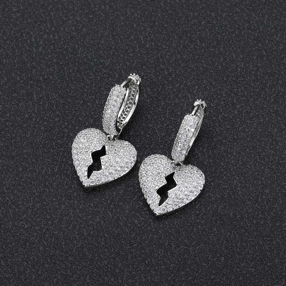 14K/White Gold Heart-Break Earrings