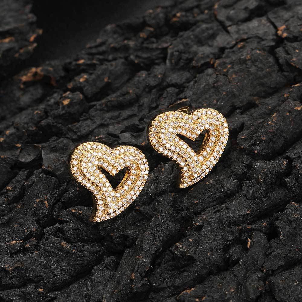 14K/White Gold Heart-Shaped Earrings