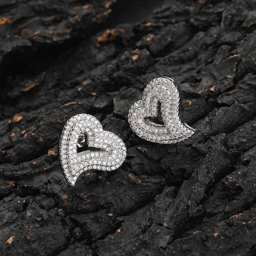 14K/White Gold Heart-Shaped Earrings