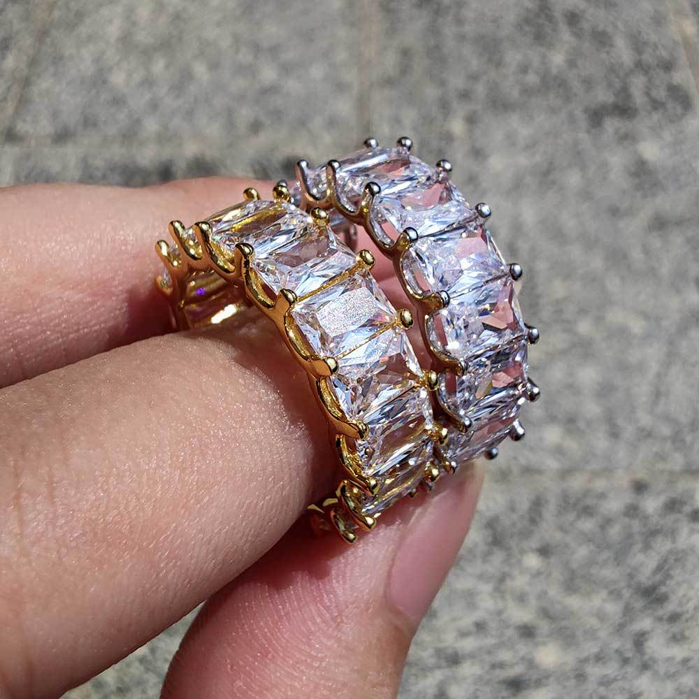 7MM 18K/White Gold Hip Hop Iced Out Ring