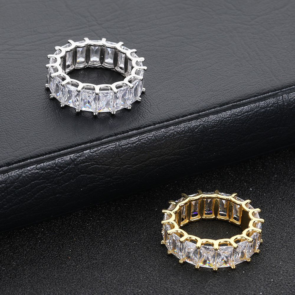 7MM 18K/White Gold Hip Hop Iced Out Ring
