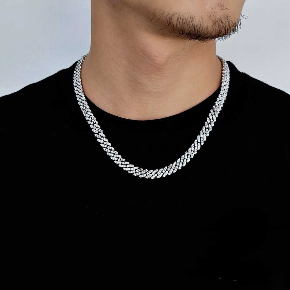8MM 18K/White Gold Plated Iced Out Cuban Link Chain Necklace For Men TRIPOD JEWELRY