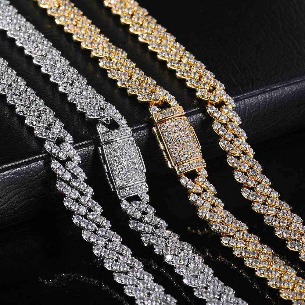 8MM 18K/White Gold Plated Iced Out Cuban Link Chain Necklace For Men TRIPOD JEWELRY