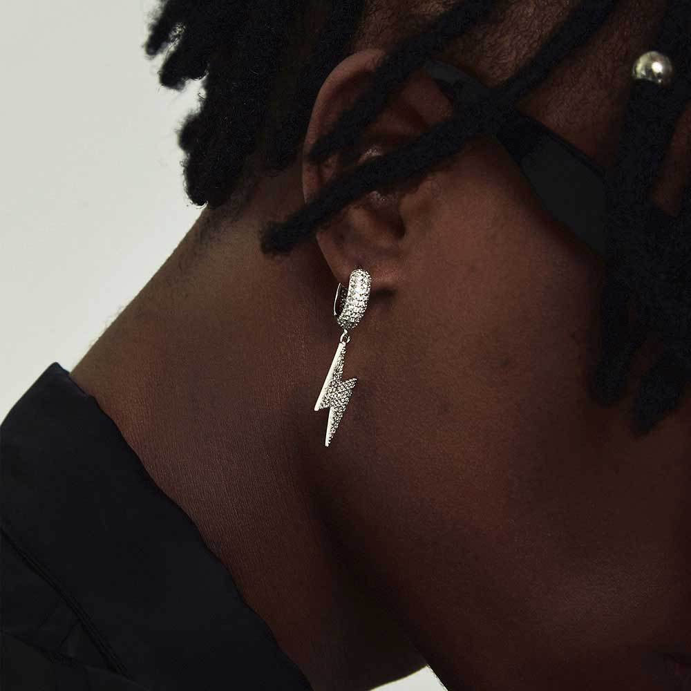 14K/White Gold Lightning Earring