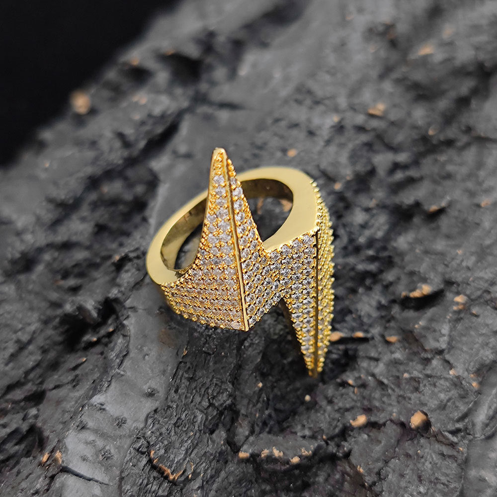 18K/White Gold Plated Hip Hop Lightning Ring TRIPOD JEWELRY