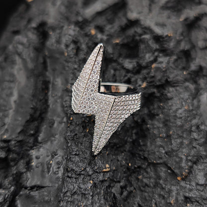 18K/White Gold Plated Hip Hop Lightning Ring TRIPOD JEWELRY