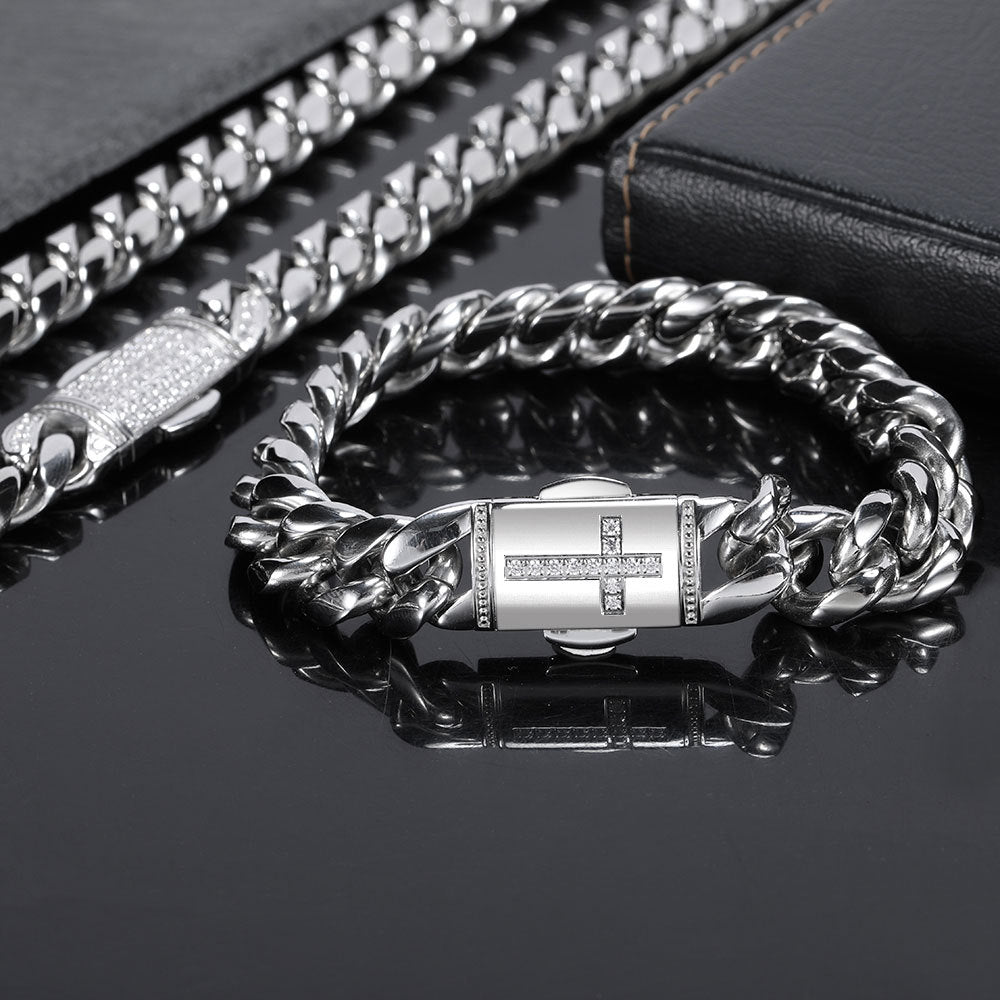 12MM 18K/White Gold Miami Cuban Link Bracelet