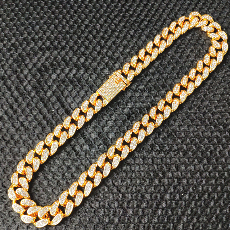 20MM Hip Hop Rap Gold Chain Iced Out Cuban Link Chain Necklace