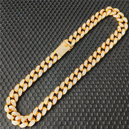 20MM Hip Hop Rap Gold Chain Iced Out Cuban Link Chain Necklace
