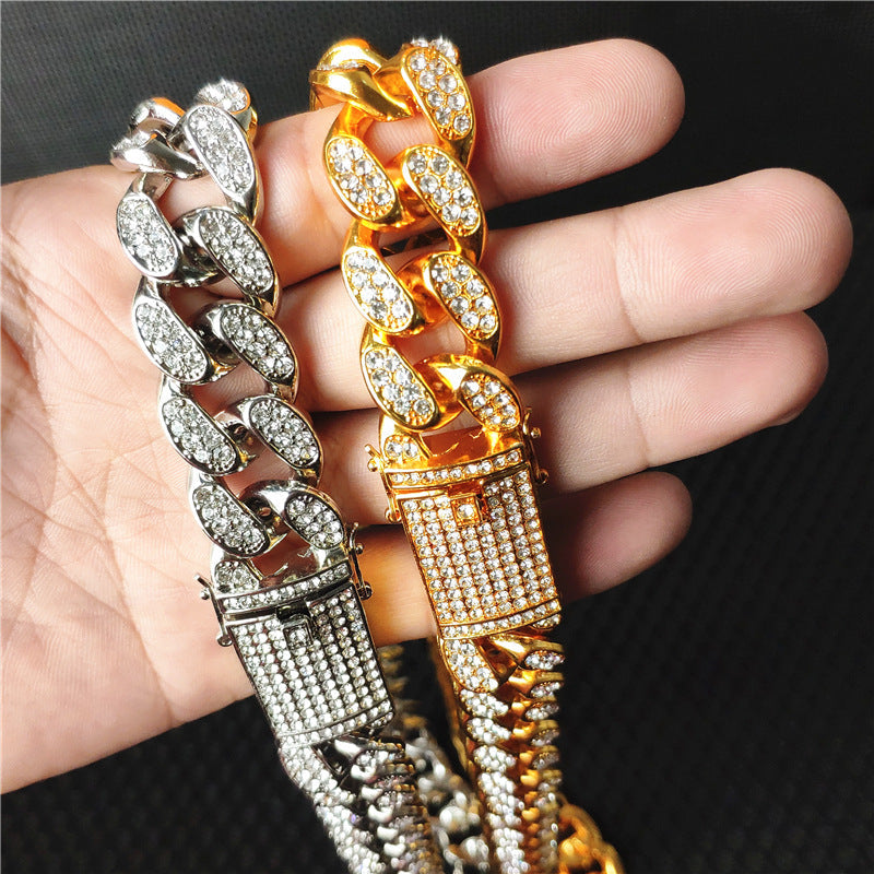 20MM Hip Hop Rap Gold Chain Iced Out Cuban Link Chain Necklace ...