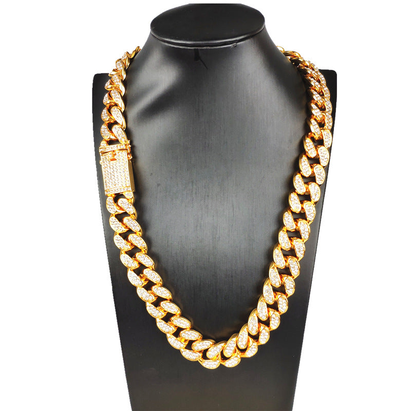 20MM Hip Hop Rap Gold Chain Iced Out Cuban Link Chain Necklace