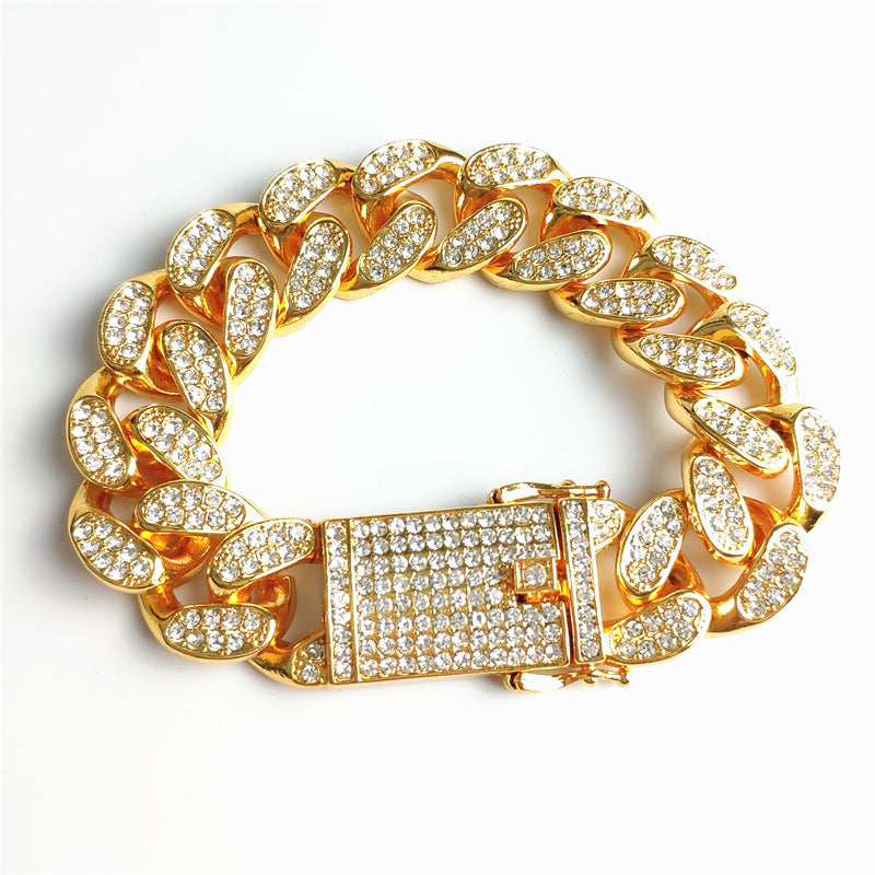 20MM Hip Hop Rap Gold Chain Iced Out Cuban Link Chain Necklace
