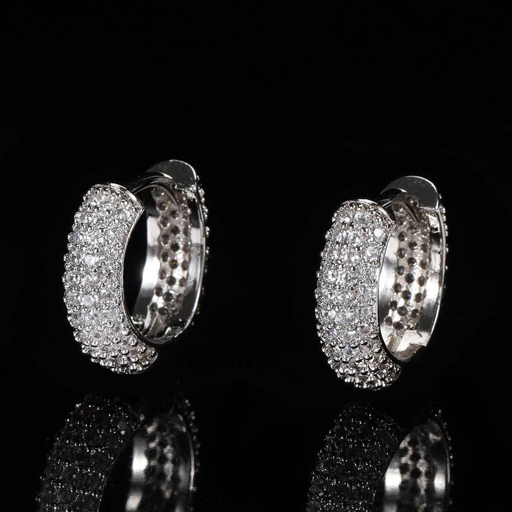 14K/White Gold Plated Round Earrings