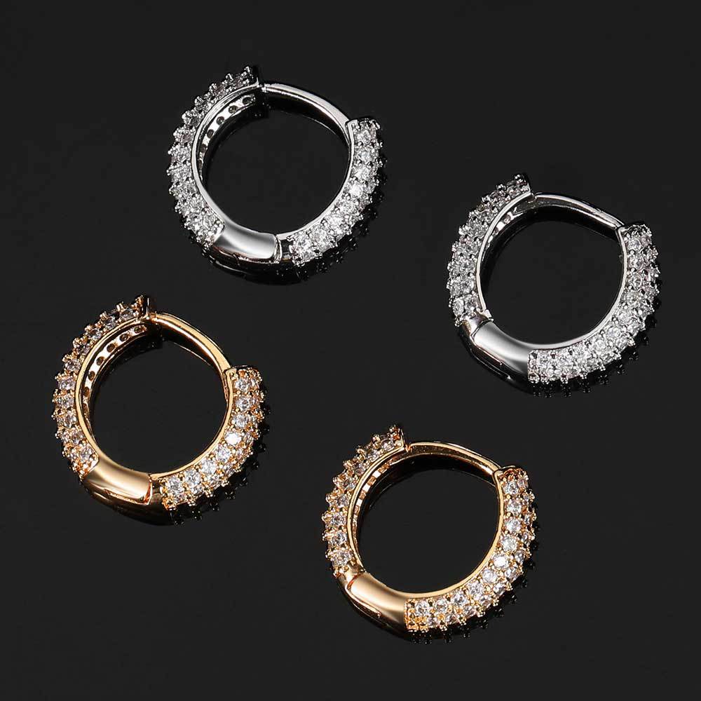 14K/White Gold Plated Round Earrings