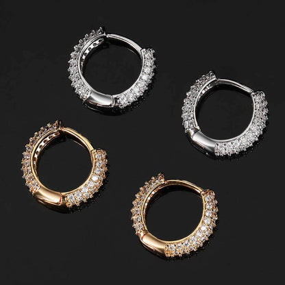 14K/White Gold Plated Round Earrings