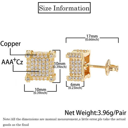 14K/White Gold Square Earring