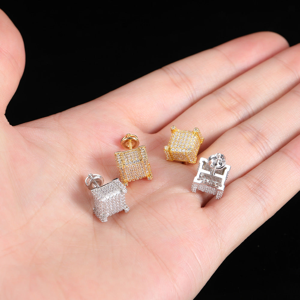 14K/White Gold Square Earring