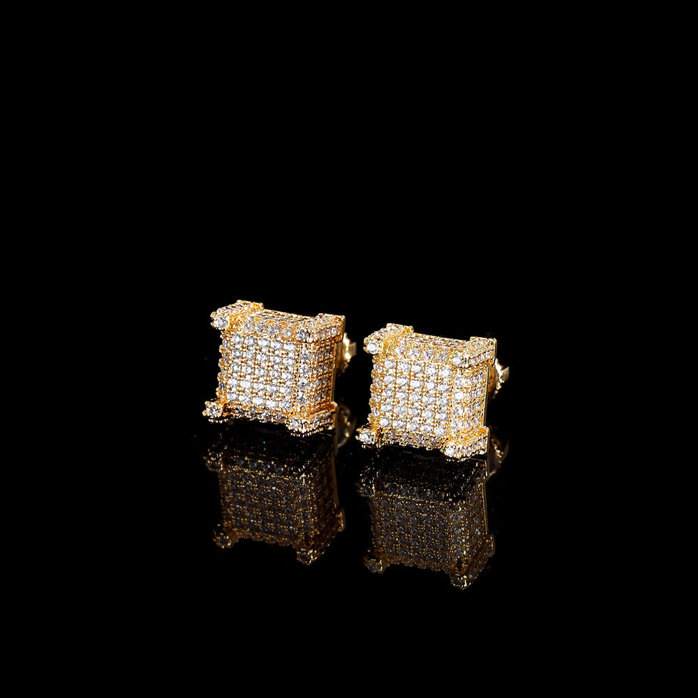 14K/White Gold Square Earring