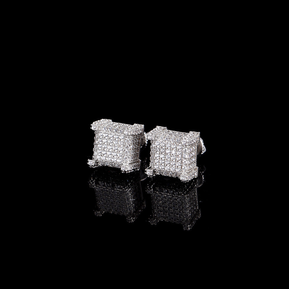 14K/White Gold Square Earring
