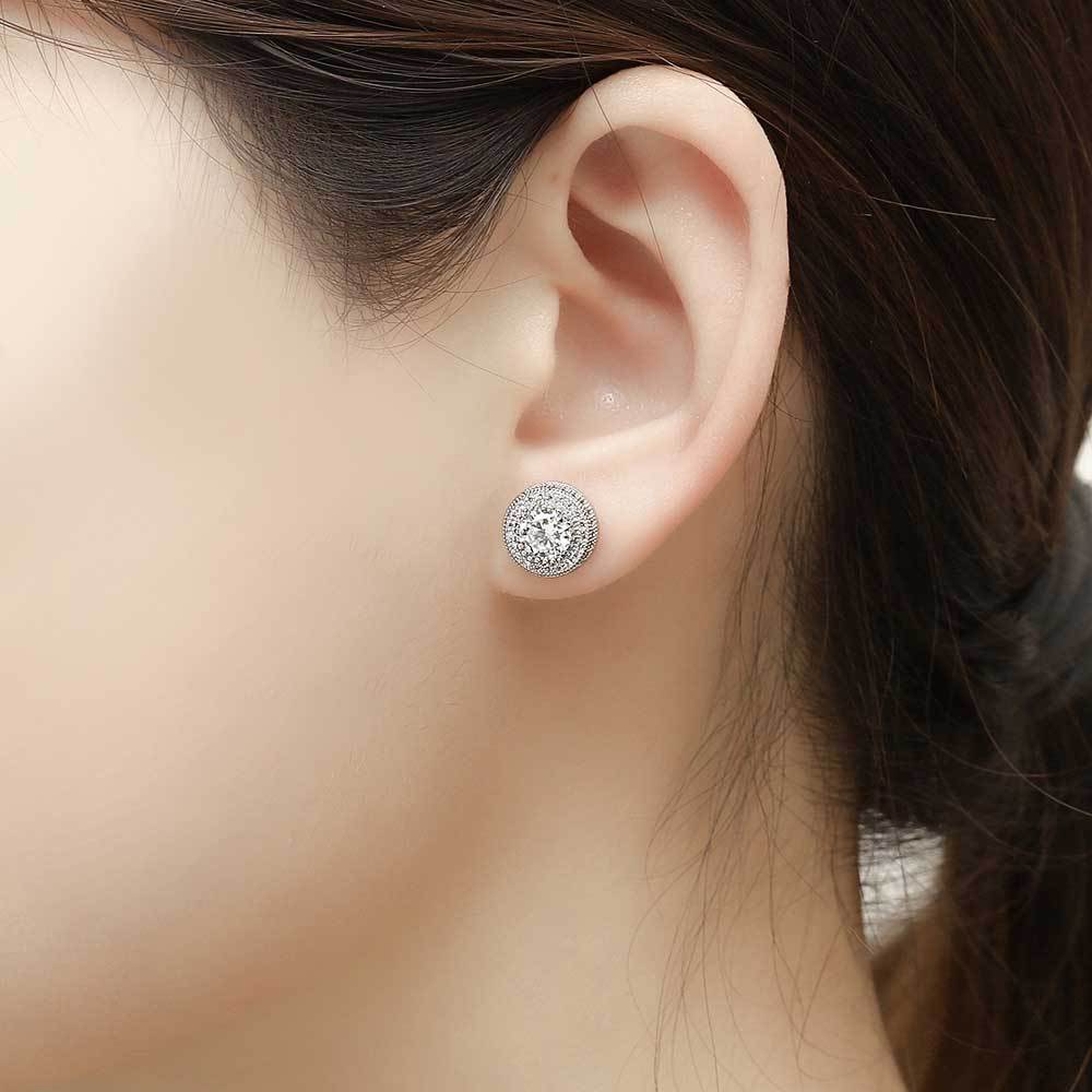 14K/White Gold Zricon Round Earring