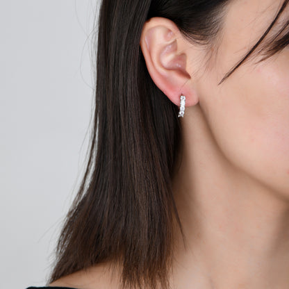 14K/White Gold Plated Zircon Round Earrings