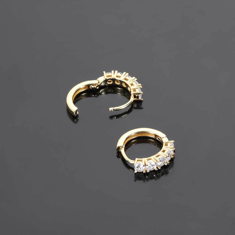 14K/White Gold Plated Zircon Round Earrings