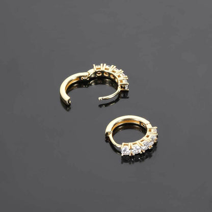 14K/White Gold Plated Zircon Round Earrings