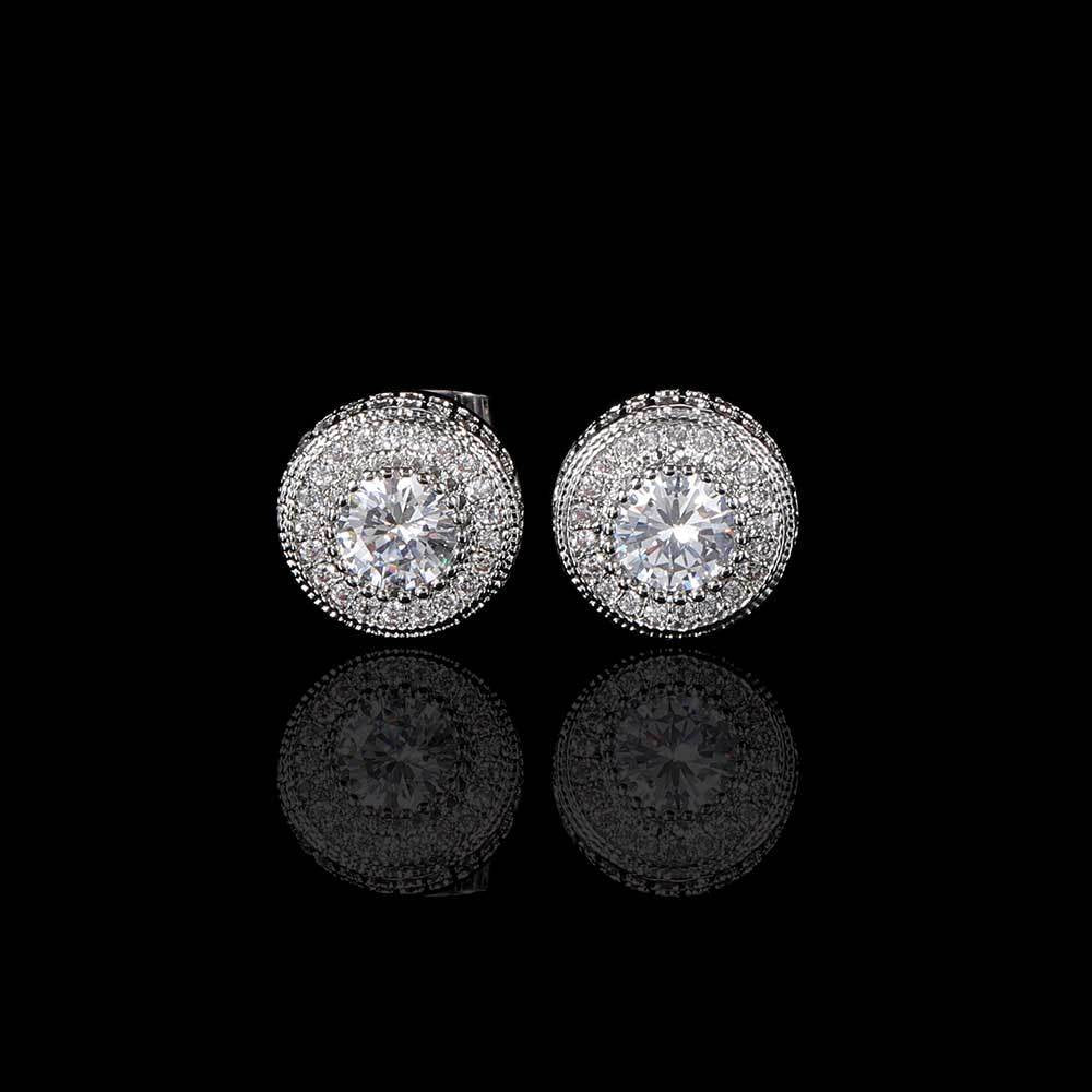 14K/White Gold Zricon Round Earring