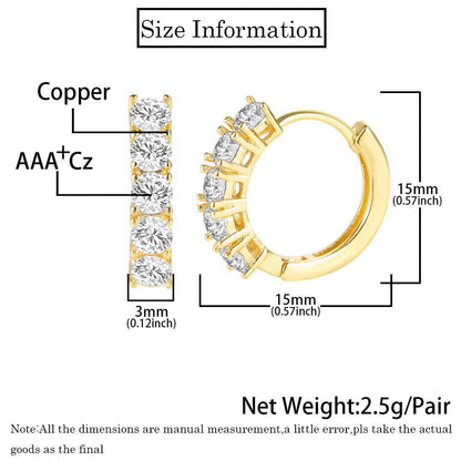 14K/White Gold Plated Zircon Round Earrings