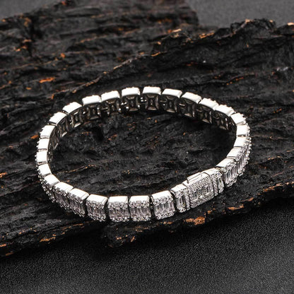 8MM 18K/White Gold Zircon Tennis Chain Bracelet