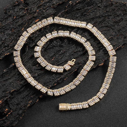 8MM 18K/White Gold Zircon Tennis Chain Necklace