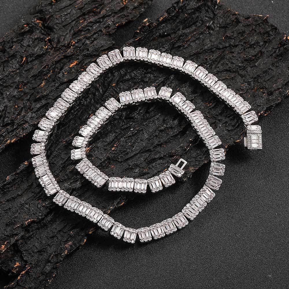 8MM 18K/White Gold Zircon Tennis Chain Necklace