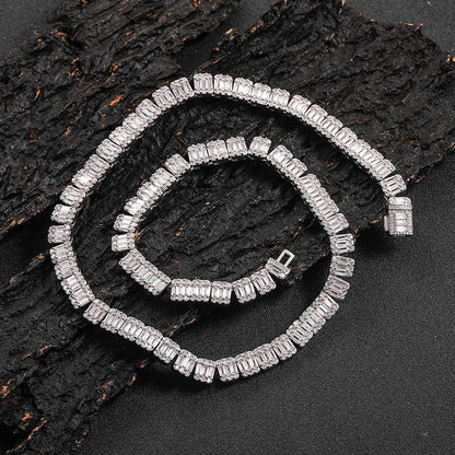 8MM 18K/White Gold Zircon Tennis Chain Necklace