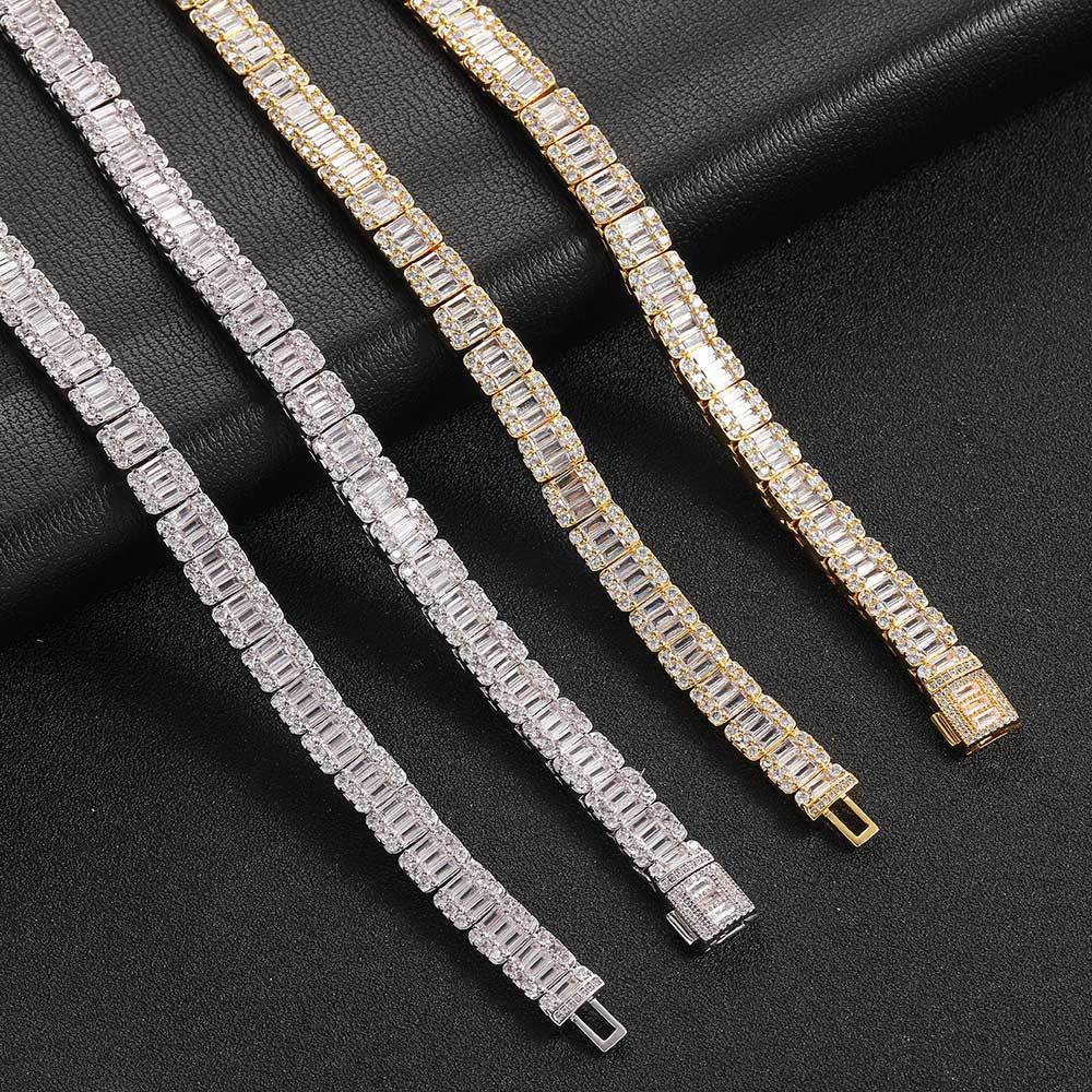 8MM 18K/White Gold Zircon Tennis Chain Necklace