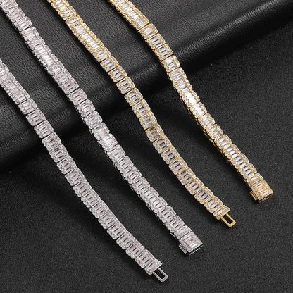 8MM 18K/White Gold Zircon Tennis Chain Necklace
