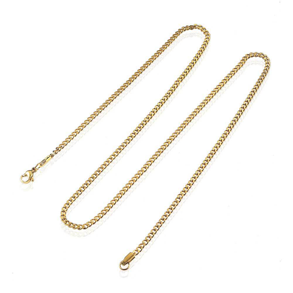 3MM 18k/White Gold Miami Cuban Link Chain Necklace
